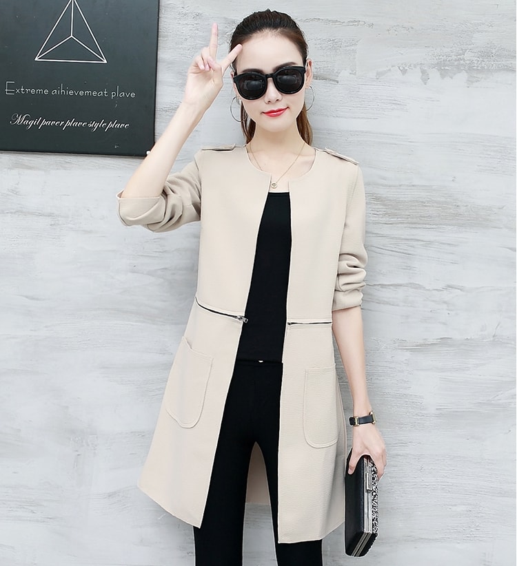 Casual Long Coat Korea Import JC936 Apricot