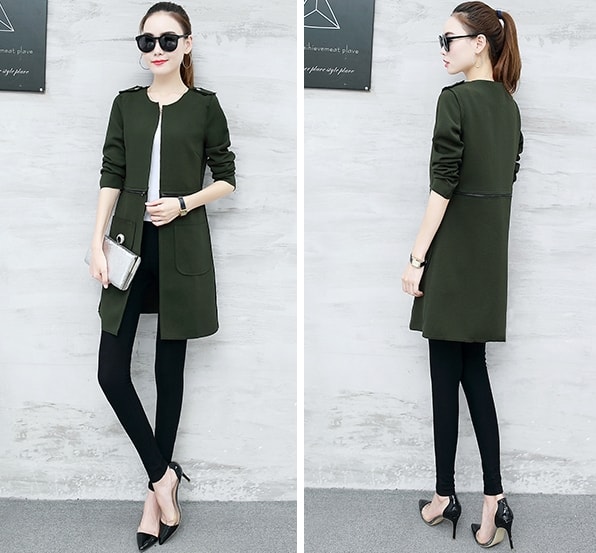 Casual Long Coat Korea Import JC937 Green