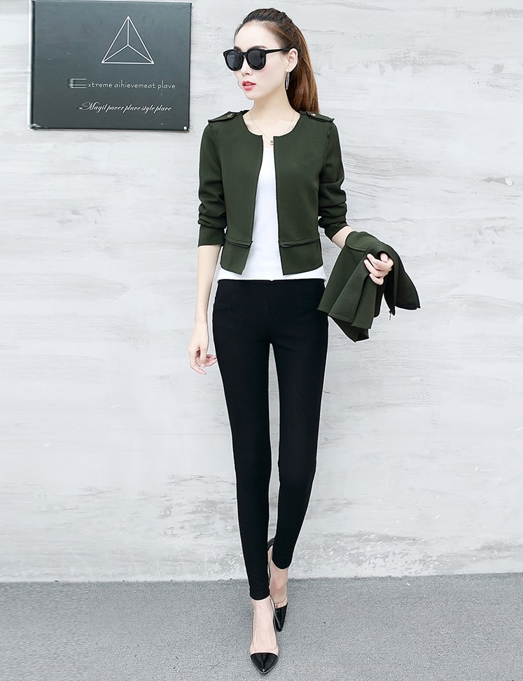 Casual Long Coat Korea Import JC937 Green