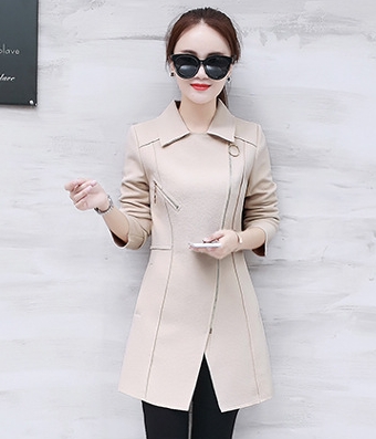 Casual Zipper Long Coat JC940 Apricot