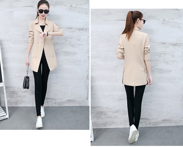 Casual Button Long Coat Import JC942 Apricot