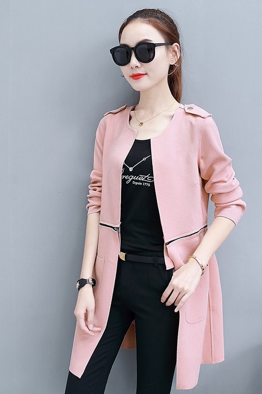 Long Coat High Quality Import JC944 Pink