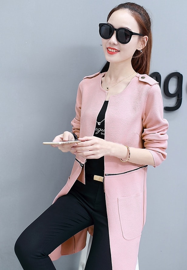 Long Coat High Quality Import JC944 Pink