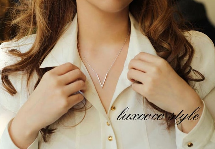 V Shape Necklace JY58199 Silver