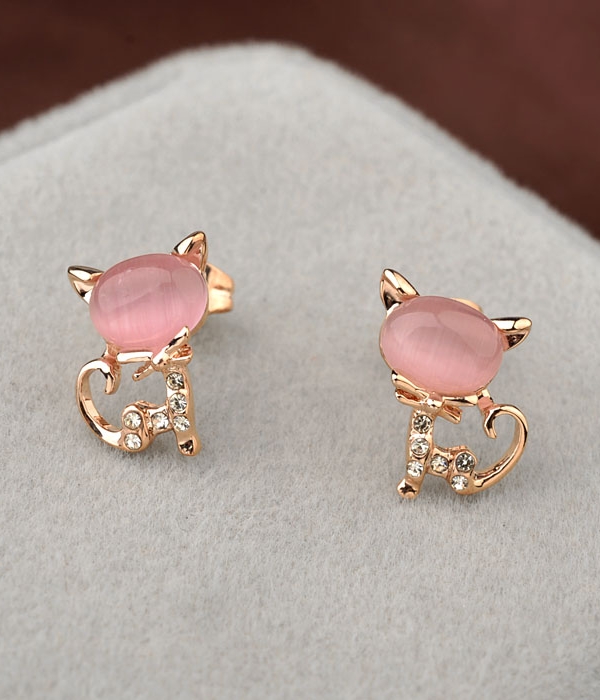 Cute Kitten Earrings JY58263 Pink