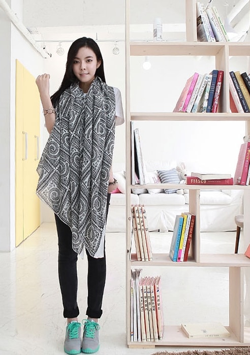 Circle Plaid Shawl JY58293 Gray