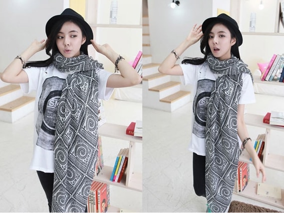 Circle Plaid Shawl JY58293 Gray