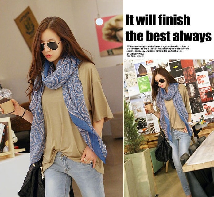 Circle Plaid Shawl JY58295 Blue