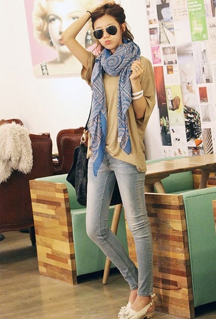 Circle Plaid Shawl JY58295 Blue