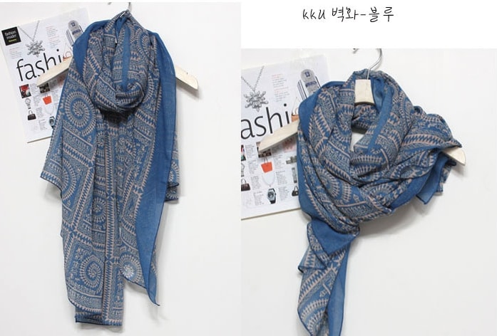 Circle Plaid Shawl JY58295 Blue