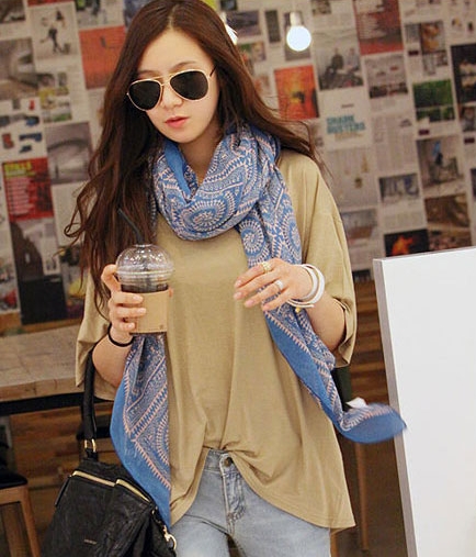 Circle Plaid Shawl JY58295 Blue