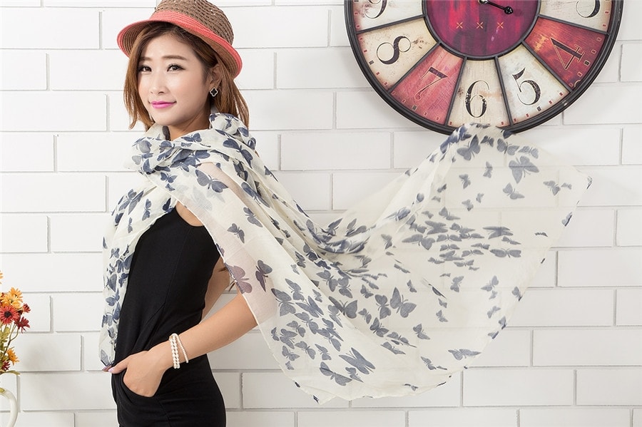 Butterfly Shawl JY58303 White