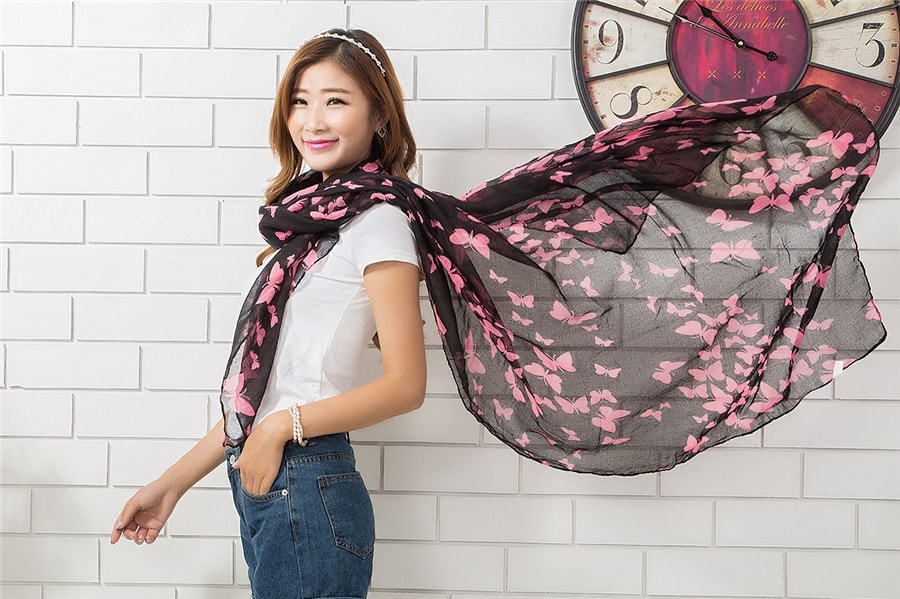 Butterfly Shawl JY58305 Black