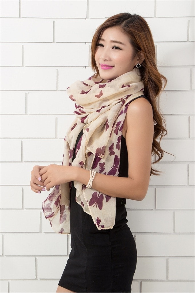 Butterfly Shawl JY58306 Beige