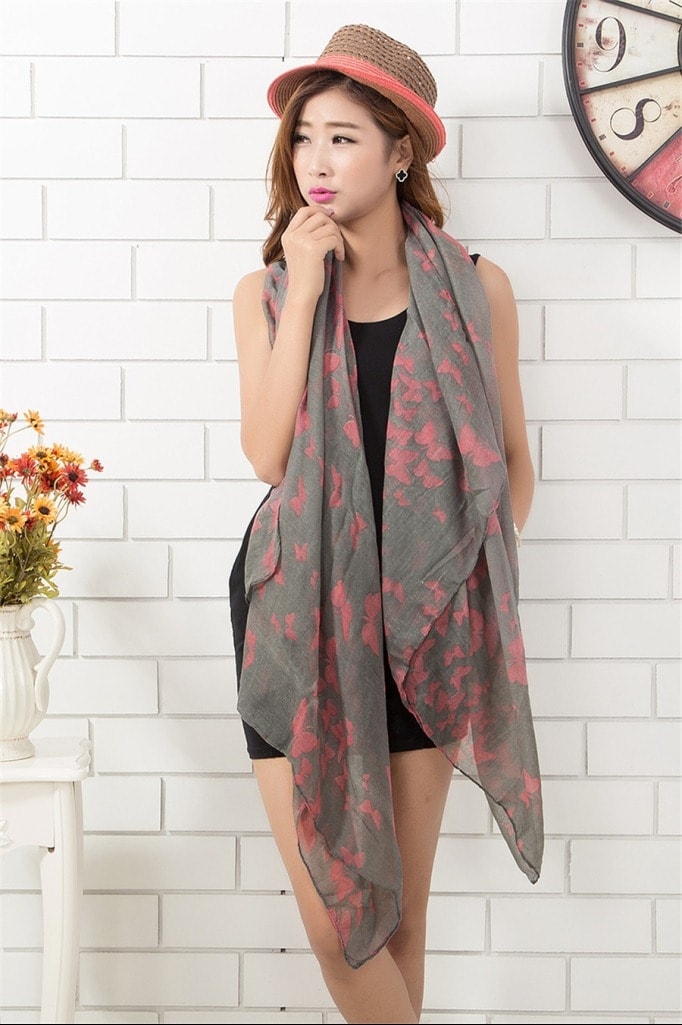 Butterfly Shawl JY58308 Gray