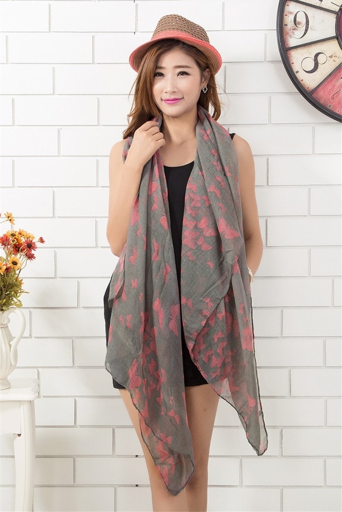 Butterfly Shawl JY58308 Gray