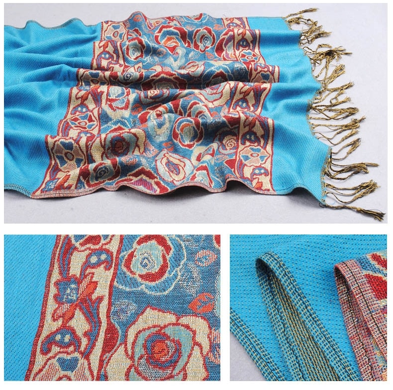 Pashmina Shawl Import JY58369 Sky Blue