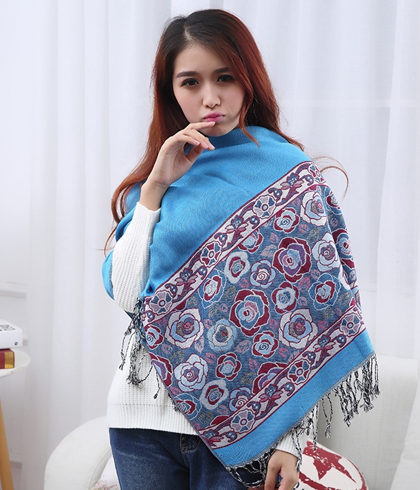 Pashmina Shawl Import JY58369 Sky Blue