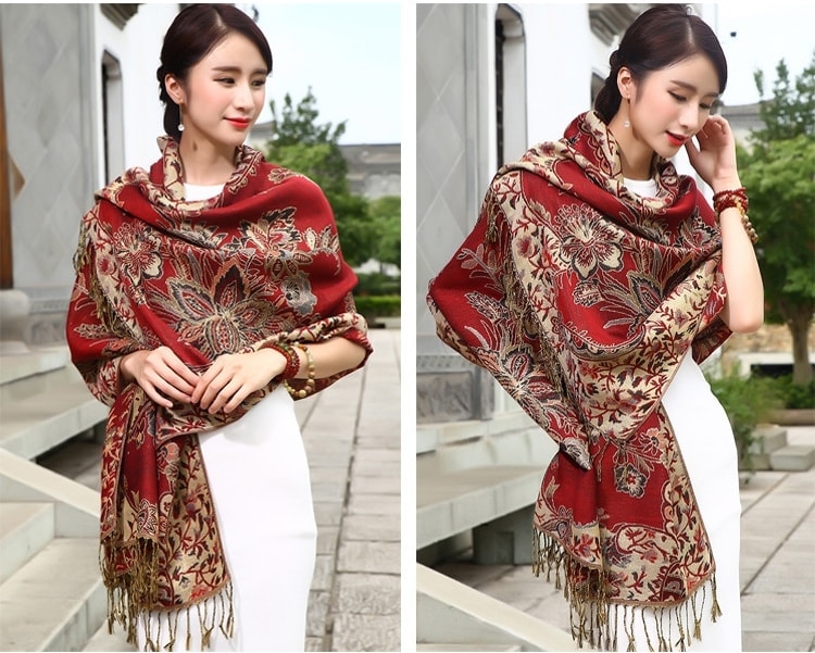 High Quality Syal Import JY58392 Maroon