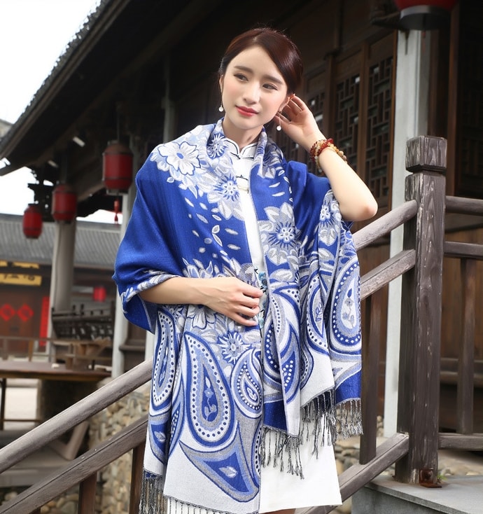 Pashmina Scarves Import JY58403 Blue