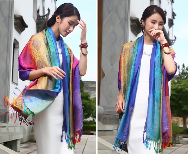 Syal Import High Quality JY58405 Rainbow