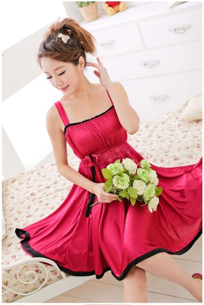 Silk Lingerie Korea Import LG238 Pink