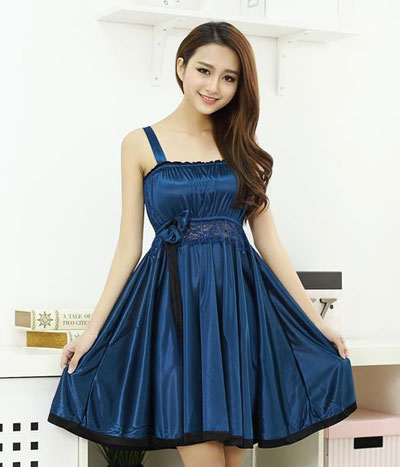 Silk Lingerie Korea Import LG239 Deep Blue