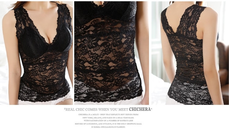 Lace Bra Vest LG91 Black