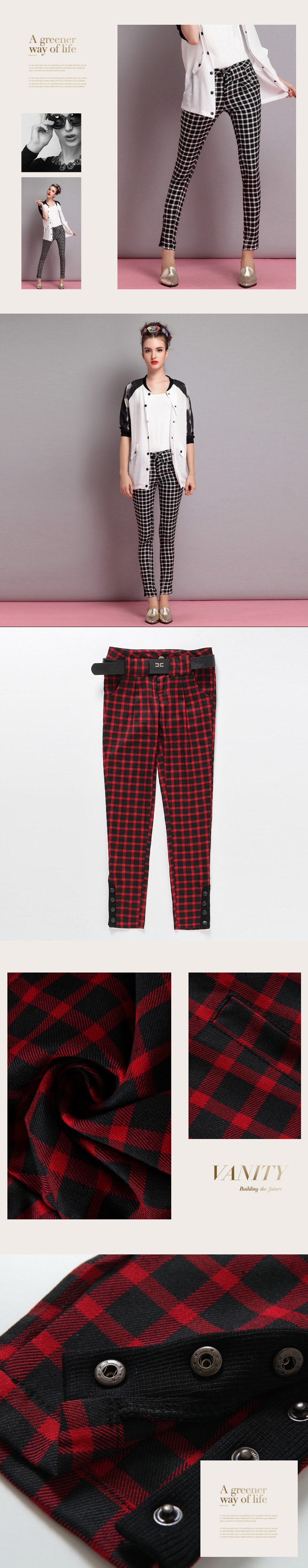 Plaid Pants PS432 Red