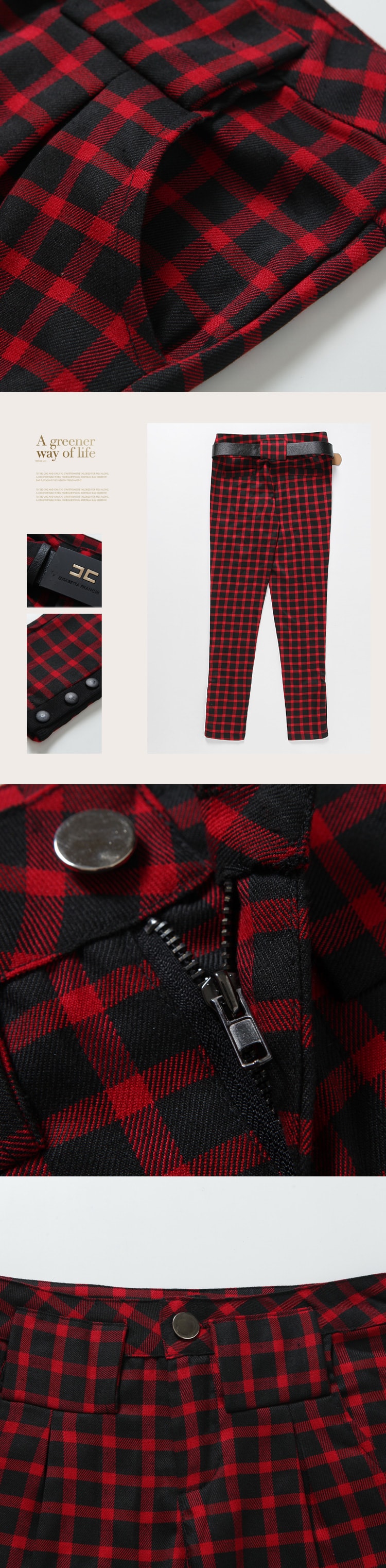 Plaid Pants PS432 Red