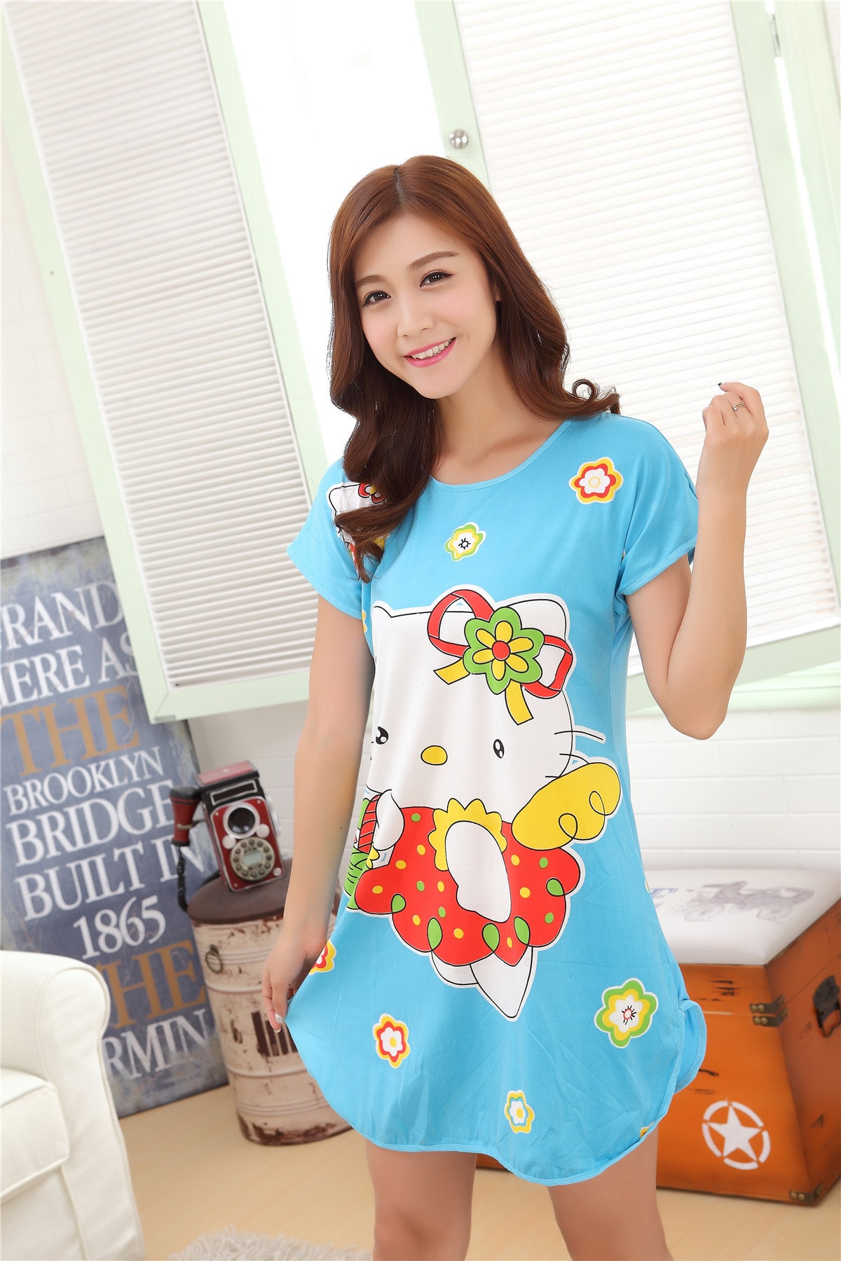 Piyama Kartun Hello Kitty PY26 Cyan