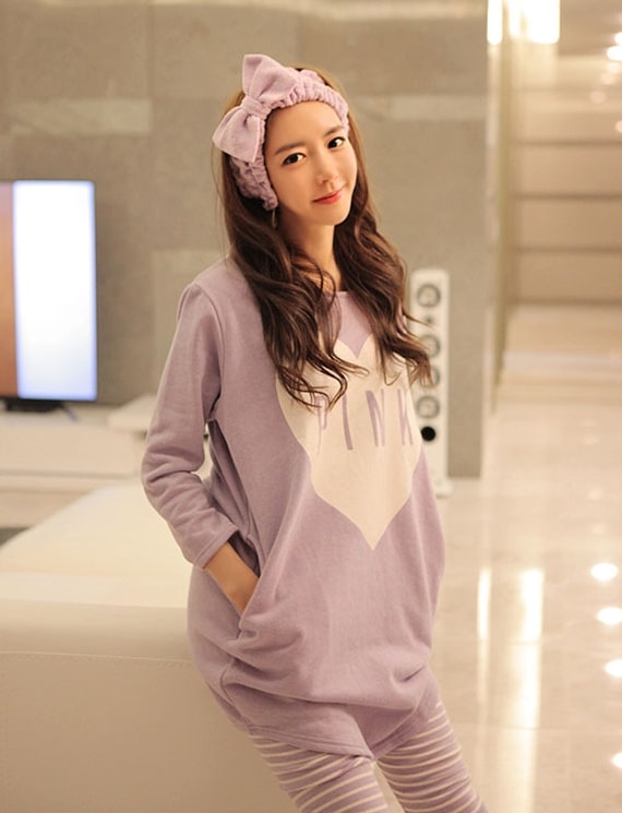 Cute Modern Piyama Set Import PY56 Purple