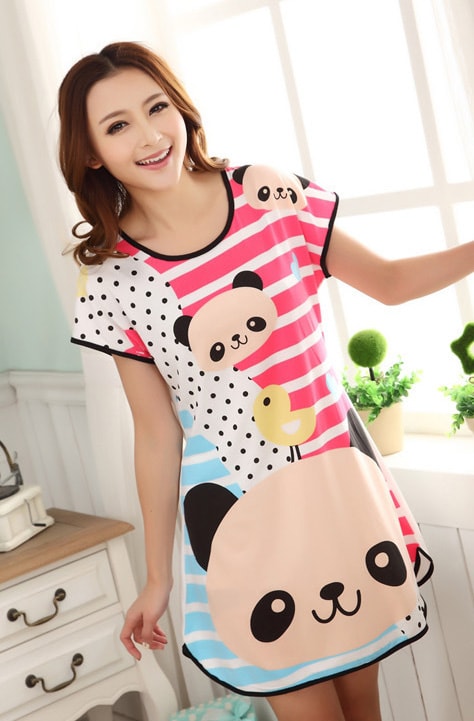 Piyama Kartun Panda Import PY7 White