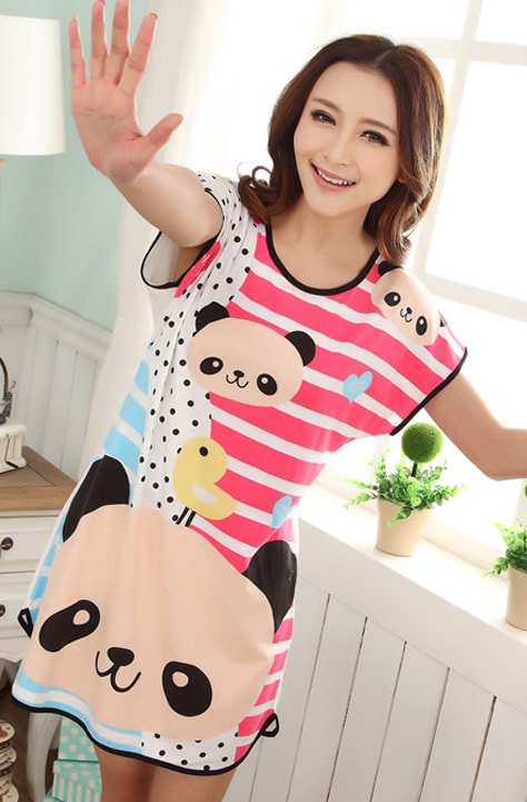 Piyama Kartun Panda Import PY7 White