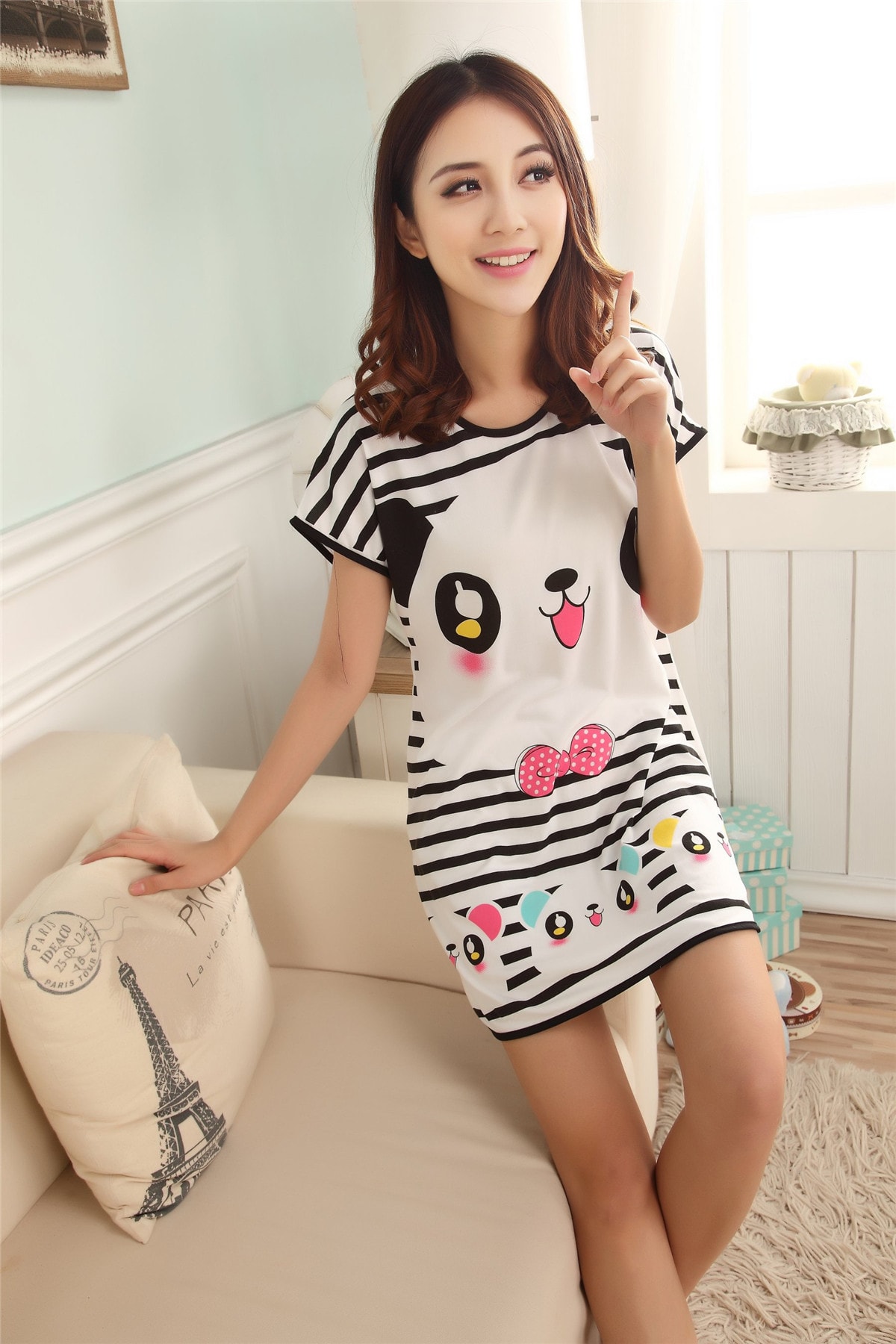 Piyama Kartun Panda Import PY8 White