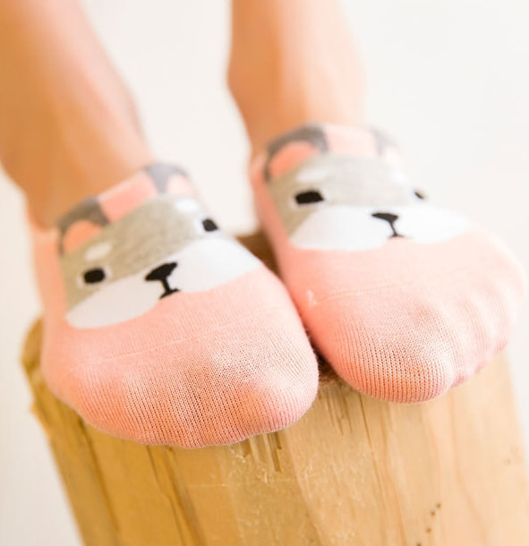 Japanese Cotton Ankle Feet Socks SC22 Peach