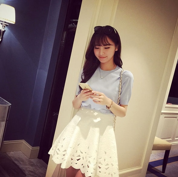 Jacquard Skirt SK150 White