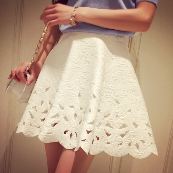 Jacquard Skirt SK150 White