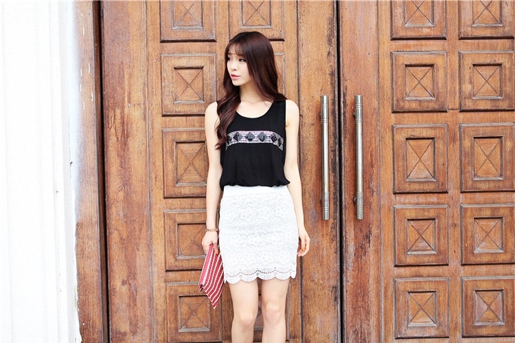 Lace Short Skirt SK158 White