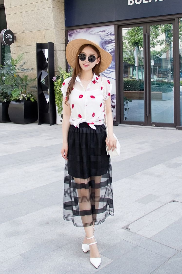 Gauze Skirt Import SK160 Black