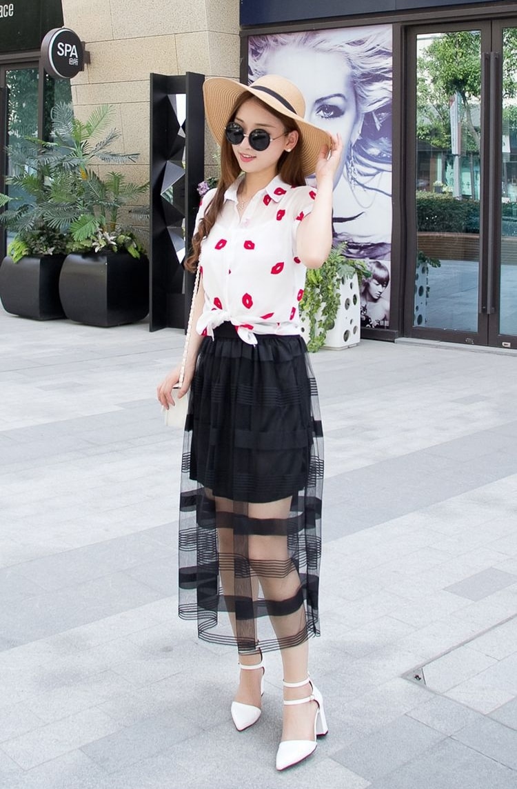 Gauze Skirt Import SK160 Black