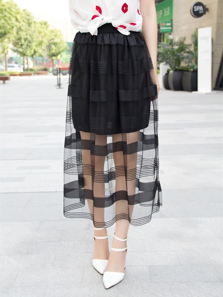 Gauze Skirt Import SK160 Black