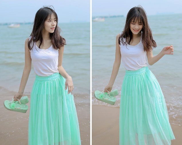 Premium Skirt Korea Import SK164 Silver