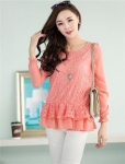 Blouse BL2620 Pink + Necklace