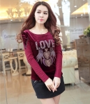 Velvet Blouse BL2909 Burgundy