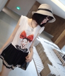 Chiffon Blouse Cartoon BL3045 White