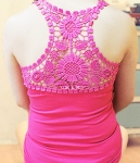 Lace Back Tank-Top Blouse BL3062 Rose Red