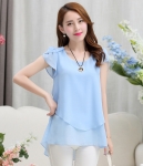 Blouse Chiffon korea BL3067 Sky Blue