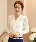 V Neck Korea Blouse Import BL3075 White