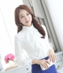 Kemeja Chiffon Korea Import BL3083 White